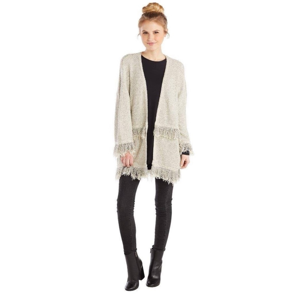 Mud Pie Cream Cardigan with Fringe